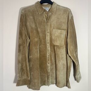 Vintage Field Gear Leather Suede Shirt Jacket Mens M Tan Relaxed Pocket